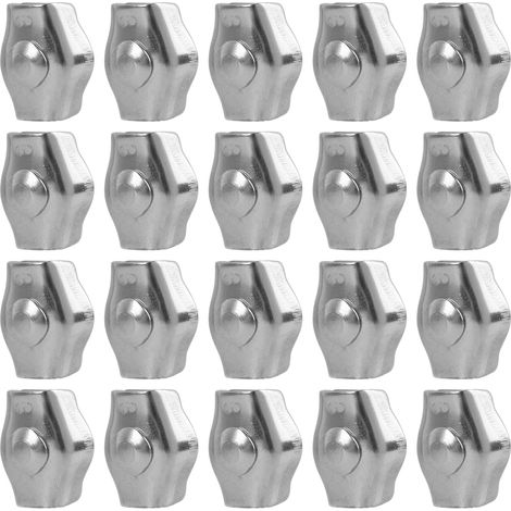 M3 Lot de 20 Pinces à Fil en Acier Inoxydable 304 pour Câbles Métalliques de 3 mm – Idéales pour Jardins, Câbles, Terrasses et Voiles de Soleil serre-câbles pour châssis en acier inoxydable (1/5)