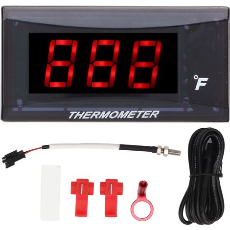 DC12V affichage numérique moto thermomètre M10 capteur jauge de température de l'eau compteur 14mm bougie adaptateur rouge