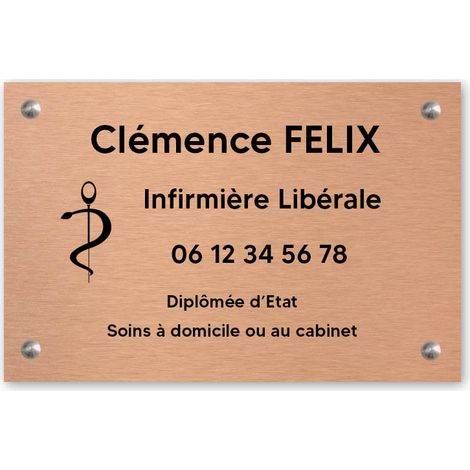 Plaque professionnelle personnalisée avec logo pour infirmière libérale - Plaque PVC - Format 30 cm x 20 cm