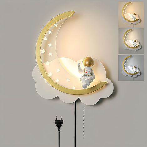 Applique Murale LED Dimmable avec Interrupteur Lampe de Chevet Chambre Nuage pour Garçons et Filles Lampe Murale avec Câbles et Prise Astronaute Veilleuse Éclairage Mural Interieur Chambre D'enfant (1/5)