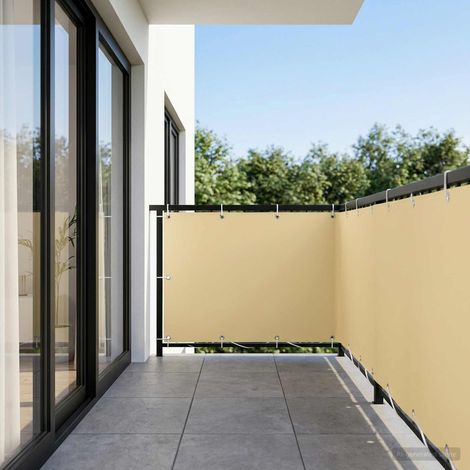 vidaXL Balcony Privacy Screen 1.2 x 15 m Fabric with PU Coated Beige (1/5)