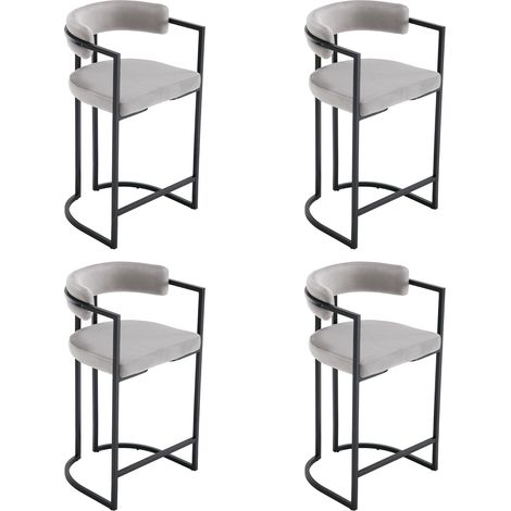 Set di 4Sgabelli da Bar in Velluto Sgabelli Cucina Moderni con Struttura in Metallo Sgabelli Alti per Cucina Bancone, Grigio (1/5)