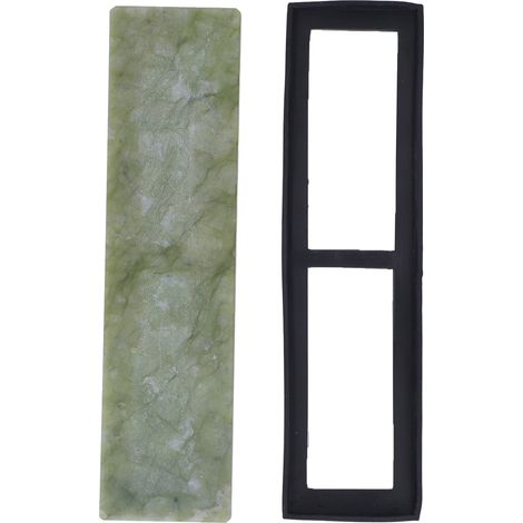 Pierre à aiguiser en jade naturel vert, 200x50x12mm, grain 10000, affiloir professionnel de cuisine avec socle en caoutchouc. (1/5)