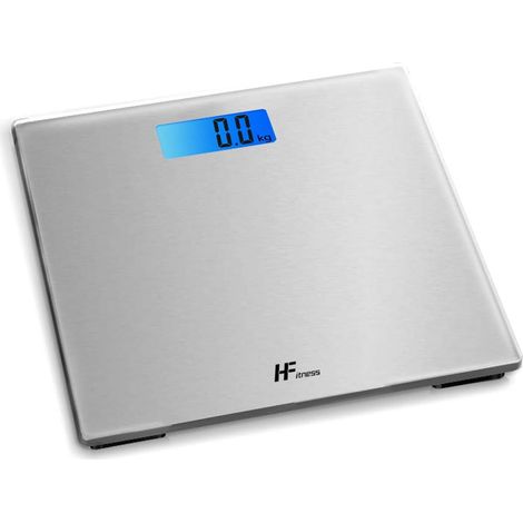 Balance Pèse-Personne 28×28 cm, Pèse-Personne Numérique jusqu’à 180 kg avec Écran LCD Rétroéclairé, Balance Précise en Verre Trempé, argent (1/5)