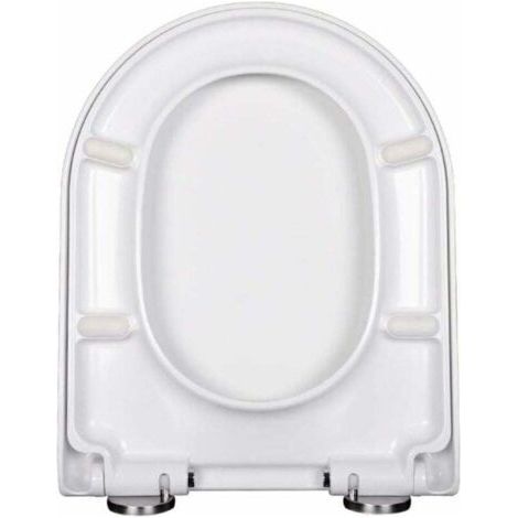 Abattant WC en forme de V et de U avec fermeture douce et facile à nettoyer Blanc avec un bouton à libération rapide (U) (1/4)