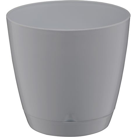 Runder Blumentopf mit Untersetzer, Begonie, 25 x 23 cm, 8,4 l, glänzend grau