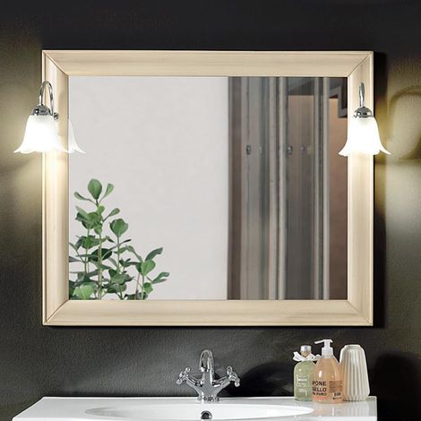 Specchio da bagno con cornice e due applique in stile classico MARTINA avorio (1/3)