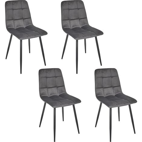 Lot de 4 Chaises - HOME DECO FACTORY - Mateo - Chic - Confortables - Grises (1/5)