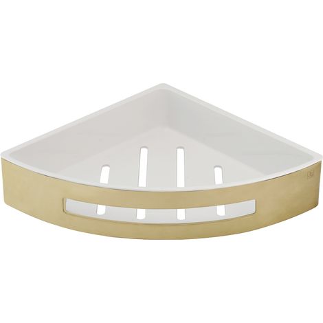 JTP Vos Corner Basket with Shelf - Brushed Brass (1/2)