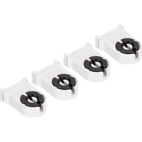 T8 Lampe Support, 4 Paquet G13 Base Non-Shunté Lampe Prise pour LED Fluorescent Tube Rechange, Blanc Noir (1/4)