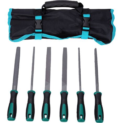 Set di 6 lime con impugnatura ergonomica in gomma, kit portatile per la lavorazione del legno e la riparazione di gioielli. (1/5)