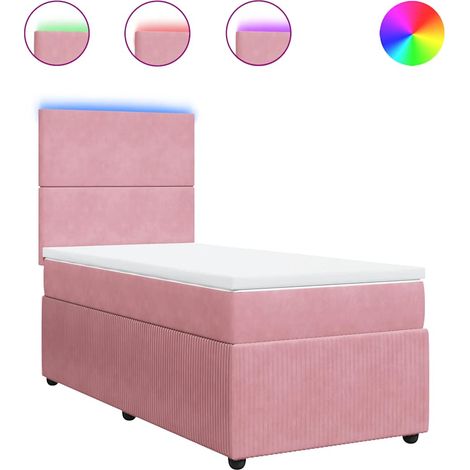 Maison Exclusive - Cama box spring con colchón terciopelo rosa 10