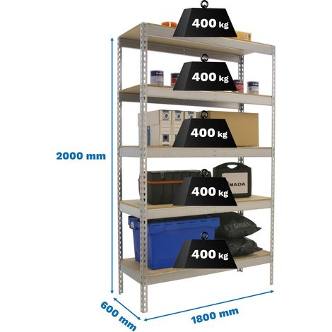 Simonrack Mensola di Stoccaggio in Acciaio Zincato e Legno 2000x1800x600 mm