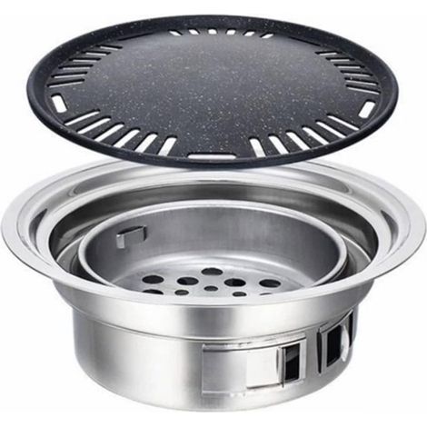 Charcoal Barbecue Grill Round Portable Household Camping Grill Stove With Barbecue Net Household Garden Supplies (1/5)