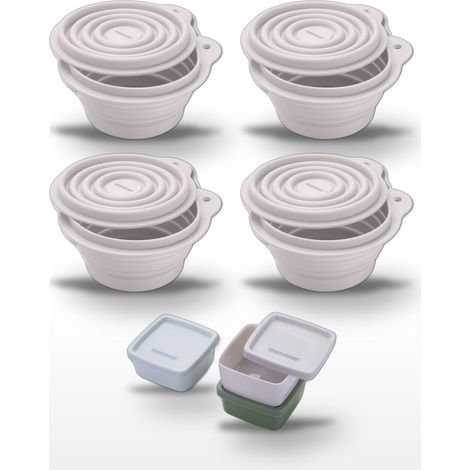 Lot de 4 Boîtes à Snacks Pliables en Silicone Blanc avec Set de 3 Boîtes à Sauce Fackelmann Storage (1/5)