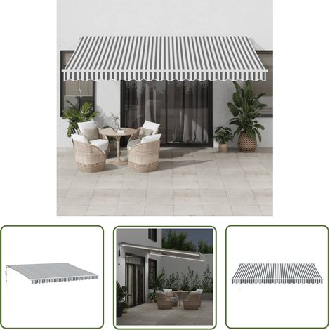 The Living Store Markise Automatisch mit LED Anthrazit & Weiß 450x350 cm - Markise - Sonnenschutz - Gartendekoration - Outdoor Möbel - Terrasse (1/5)
