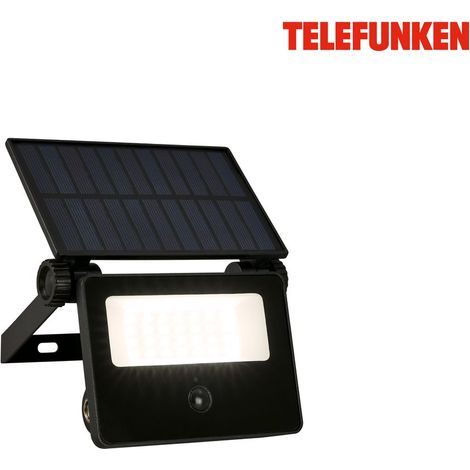 Telefunken LED Projecteur solaire, détecteur de mouvement, capteur crépusculaire, noir, dimensions : 14 x 11,5 x 18 cm