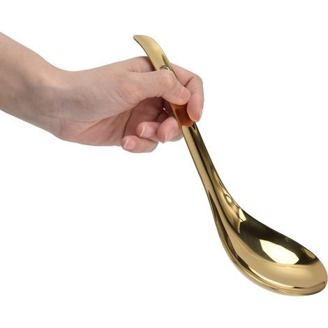 Cuillère à Riz en Acier Inoxydable 304, Cuillère à Soupe épaissie, Louche à Soupe Plaquée Or De Cuisine pour la Maison (1/5)