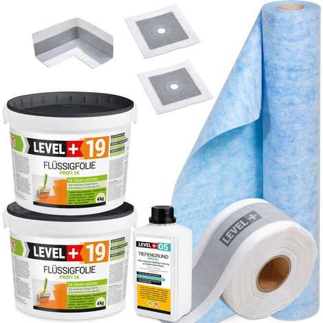 LEVEL+ Dichtset für Duschabdichtung Bad Dichtband Flüssigfolie 4kg SET506 (1/5)