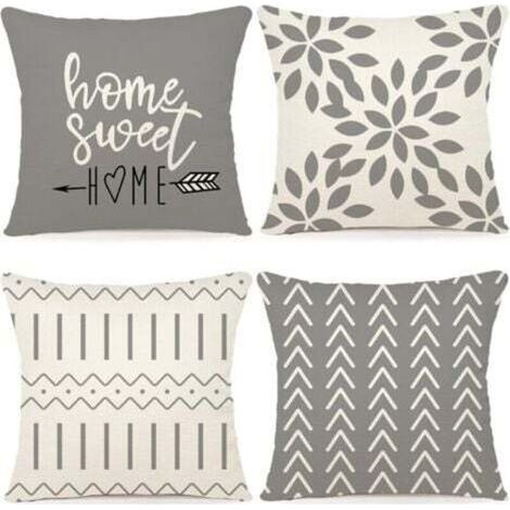 Lot de 4 Housse de Coussin Décoratif 45x45CM Canapé Taie d'oreiller Decoration Canapé Housses de Coussin en Lin d'extérieur Housse de Coussin Décoration pour Chambre, canapé, Chaise, Lit,45x45CM (1/4)