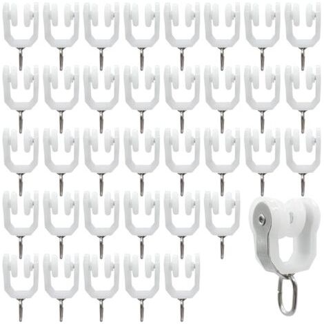 Rouleaux de Rail de Rideau-36 pièces Rail Extérieur Crochet de Rideau Rail Glisseur Rail,Rideau Poulie à Rideaux en Acier Inoxydable(Blanc)