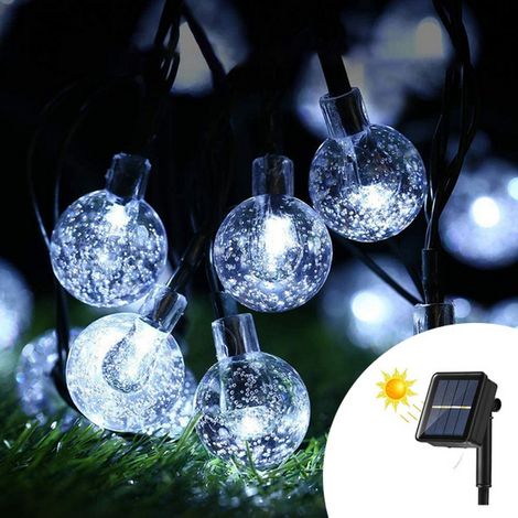 Catena decorata con 50 Perle a Led Bianco Freddo 5 metri con pannello solare Wisdom (1/4)