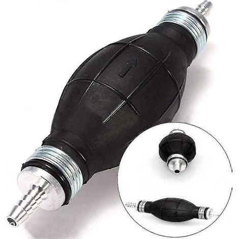 Pompe à essence manuelle, 8 mm, en caoutchouc et aluminium, avec amorceur intégré. Pompe à essence manuelle en forme de poire. (1/5)