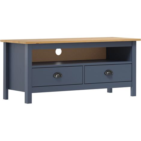Mueble de TV Hill madera maciza de pino gris 110x40x47 cm