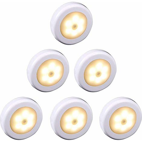 ZVD-Lampe LED sans fil avec détecteur de mouvement pour placard, escalier, couloir, cuisine, chambre à coucher (6pcs) (coque blanche (lumière chaude) (1/4)