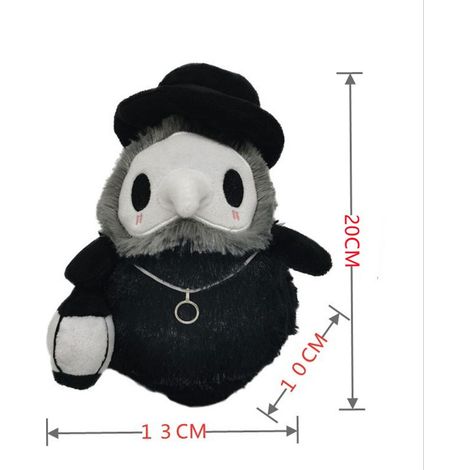 Lot de 2 peluches médecin de peste lumineuses, jouets cartoon mignons pour Halloween, cadeaux de Noël, décoration effrayante, 25cm, doux et câlin.