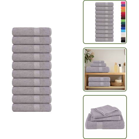 Duschtücher 10 Stk. Grau 70x140 cm 360 g/m² 100% Baumwolle - Duschtuch - Duschtücher - Handtuch - Badetuch (1/5)