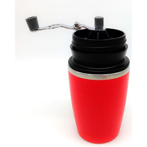 Moulin à café manuel 3 en 1 avec cafetière à filtre intégrée et tasse en acier inoxydable Broyeur en céramique Mouture réglable Filtre en acier inoxydable (1/5)