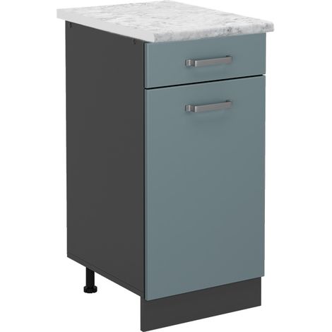 Küchenunterschrank R-Line, Blau-Grau, 40 cm AP Marmor, Vicco