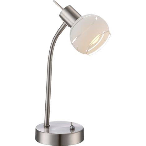 Elegante LED Tischleuchte ELLIOTT flexibel Glasschirm satiniert, Höhe 34cm (1/3)