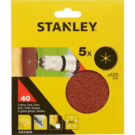Hojas de lija grano 40 x5 125mm Stanley STA32640-XJ