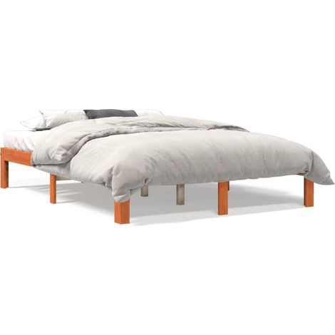 Lit double,Lit adulte,Cadre de lit sans matelas cire marron 140x190cm bois pin massif CFW7677023 (1/5)