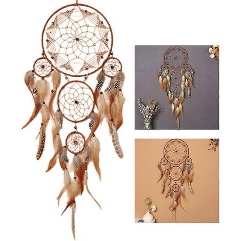 Attrape-rêves en plumes naturelles, attrape-rêves traditionnel en filet turquoise, pour la maison (1/4)
