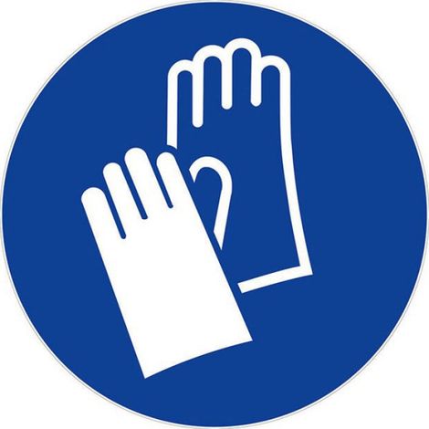 Panneau Port Des Gants De Sécurité Obligatoire - Ø30 Cm - ISO 7001 - 1 Pièce