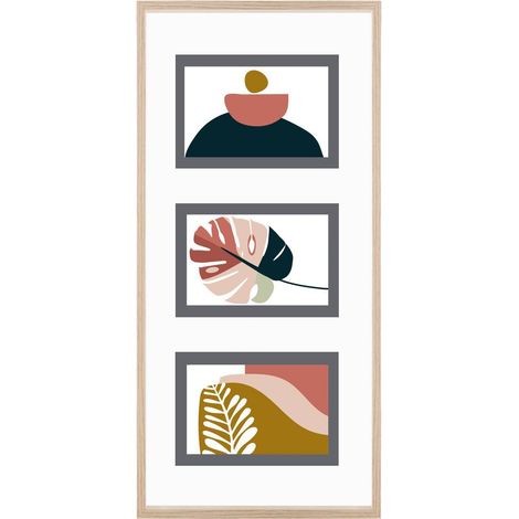 Atmosphera – Cadre pêle-mêle 3 photos en bois MDF et verre 24 x 51 cm – Pour photos 10 x 15 cm – Décoration murale moderne