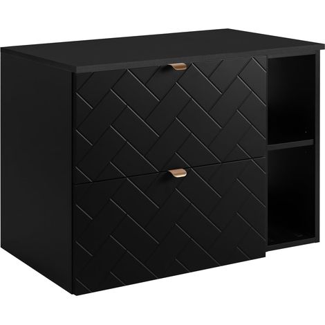 Mobile da bagno, Nero Opaco, 80 x 57 x 46 cm, Maniglie Dorate (1/5)