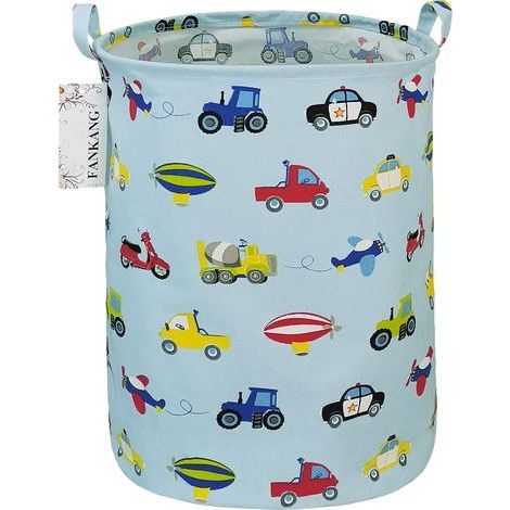 Grand panier à linge, bac de rangement pour jouets, chambre d'enfant, en toile, pliable, revêtement en polyéthylène étanche(voiture) (1/5)