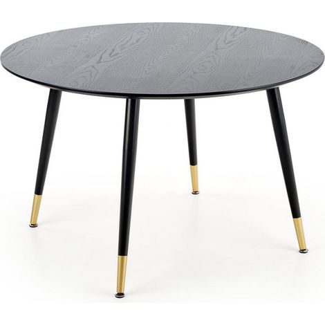 Table de salle à manger ronde noire de 120 cm avec pieds en acier noir et doré Lady (1/5)