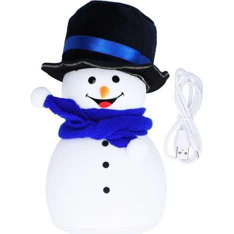 Lampadaire LED Night Light Silicone Snowman USB Touch Control 7 Color Music Baby Sleeping Lamp 1200mAh Portable