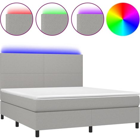 Maison Exclusive - Cama box spring colchón y luces LED tela gris