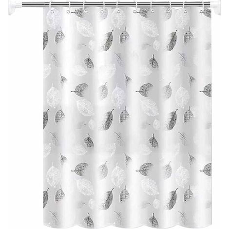 Rideau de douche de salle de bain épais, imperméable et anti-moisissure, 180 x 220 cm, lavable, motif feuilles fraîches