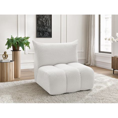 BOBOCHIC - Chauffeuse 1 place sans accoudoir pour canapé modulable AZRA tissu bouclette   Blanc
