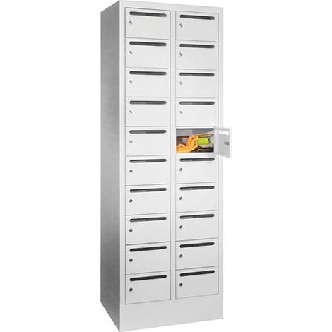 Pavoy Schließfachschrank, 2 x 10 Fächer, Korpus / Front Lichtgrau
