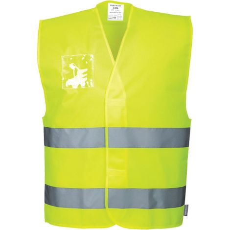 Chaleco de alta visibilidad con porta-identificación dual y cintas reflectantes C475 L/XL Amarillo