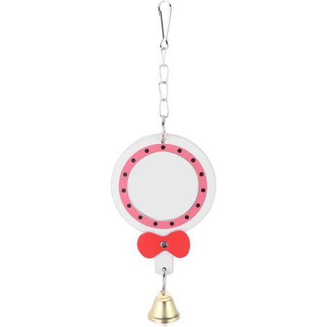 Tbest Miroir à oiseaux Charmant Jouet Miroir pour Oiseaux en Cuir avec Cloche, Accessoire de Décoration Idéal animalerie jouet (1/4)