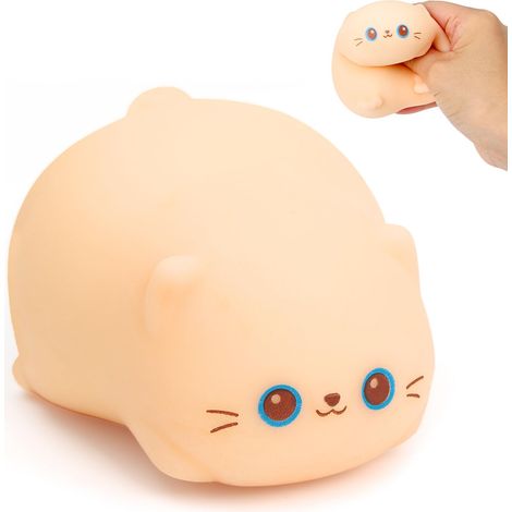 Jouet anti-stress squishy chat allongé kawaii, jouet à presser extensible doux, jouet sensoriel portable, récompense de classe, cadeau de fête de vacances adapté à tous les âges (1/5)
